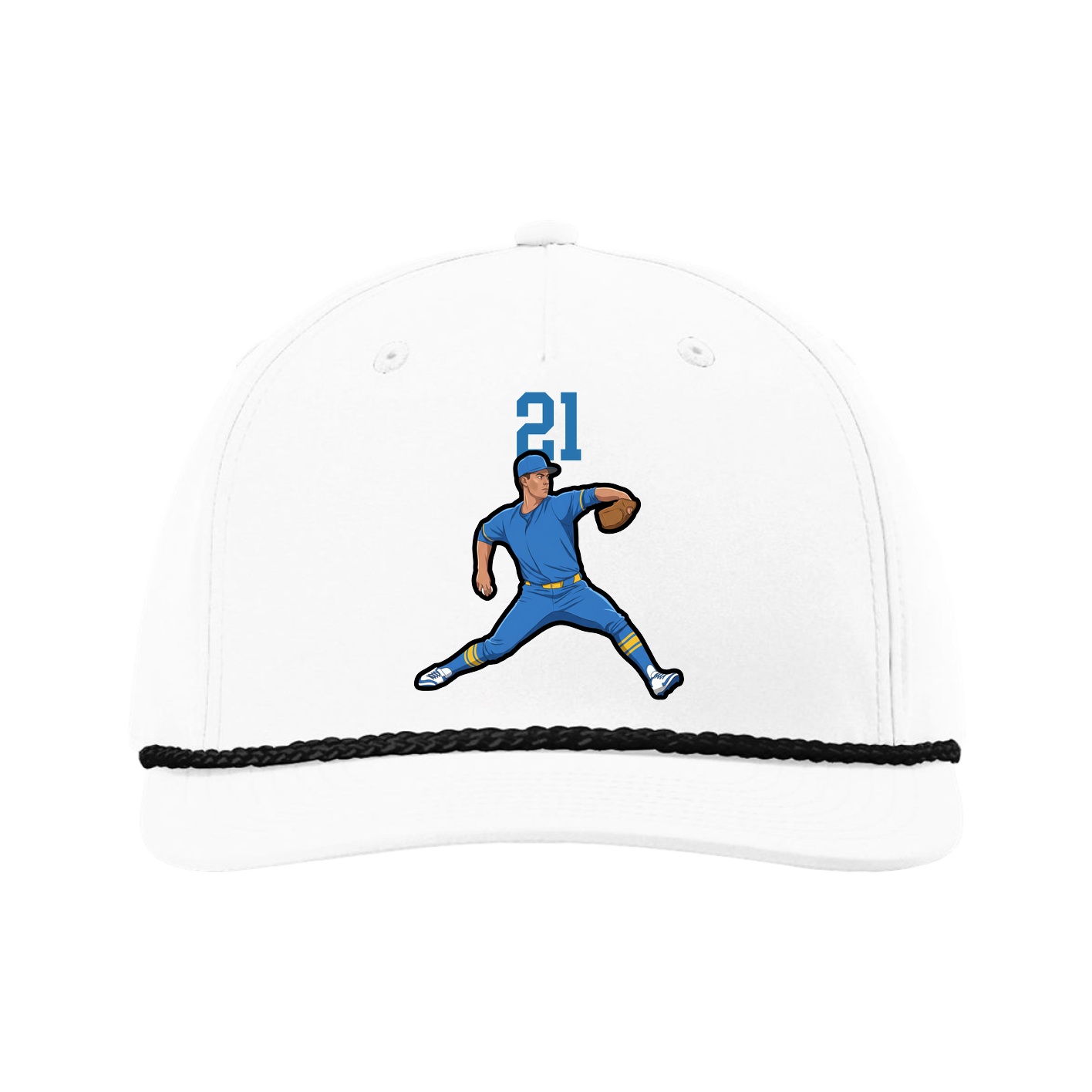 Five-Panel Classic Rope Cap — Number Top in White