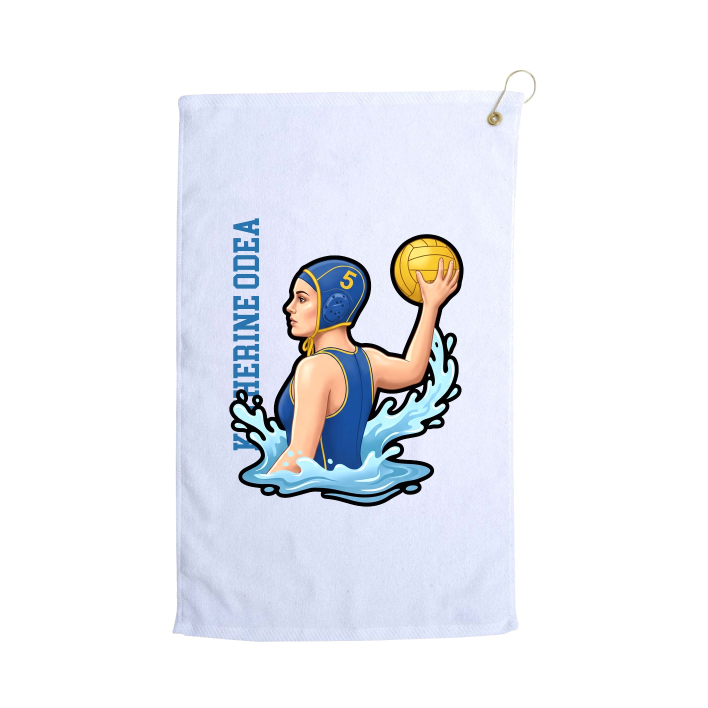 Golf Towel — Name Vertical in White