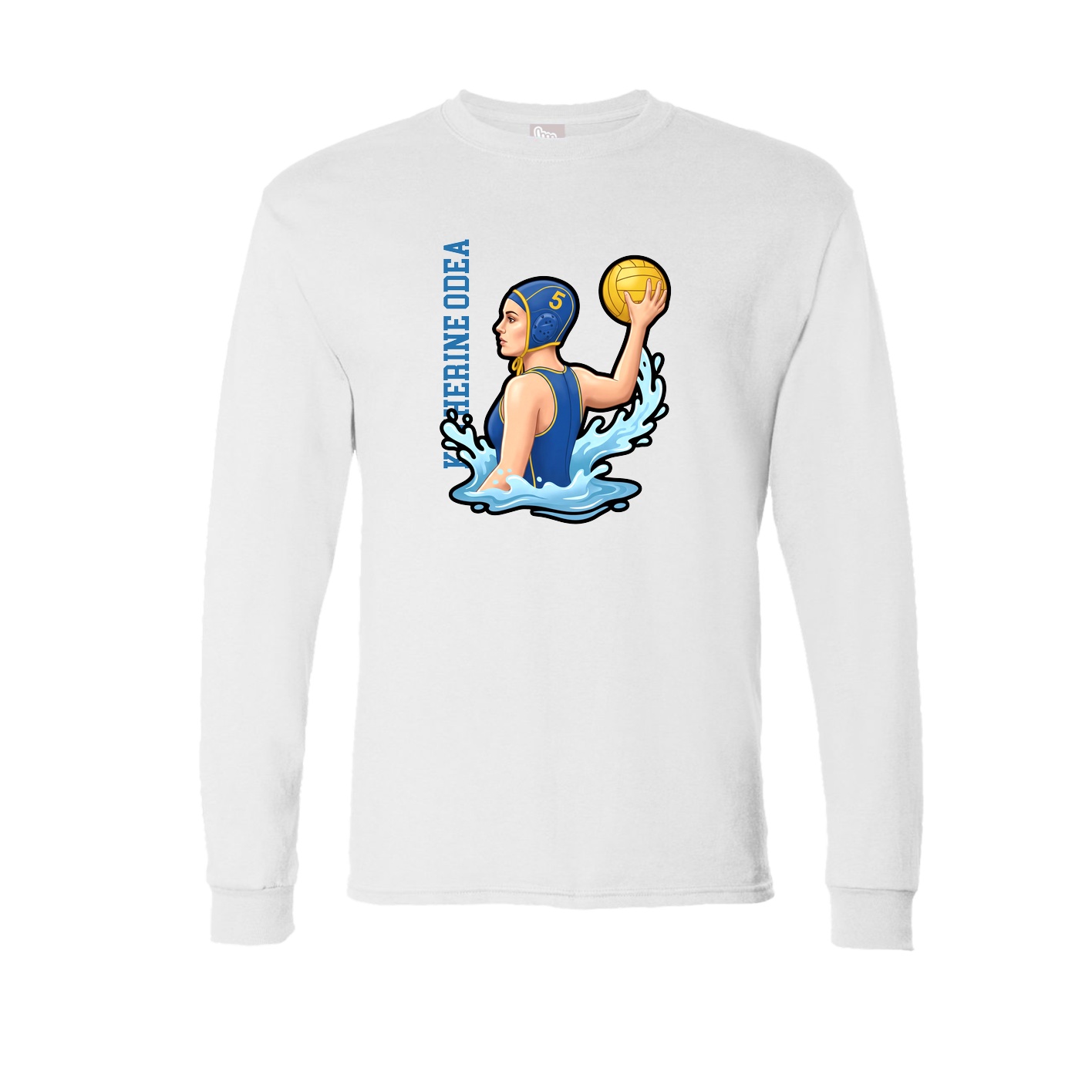 Long Sleeve Tee — Name Vertical in White