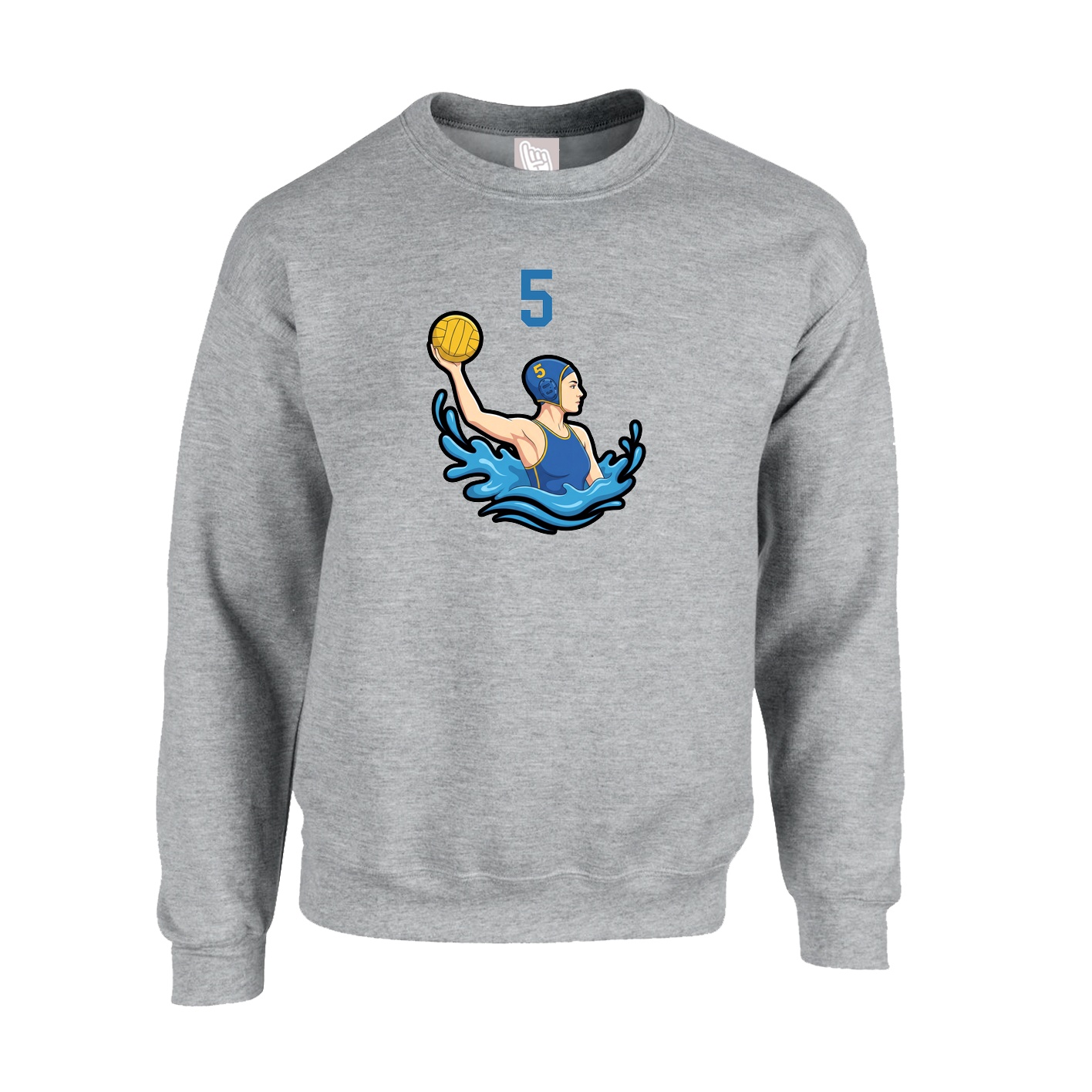 Fleece Crew — Number Top in Grey