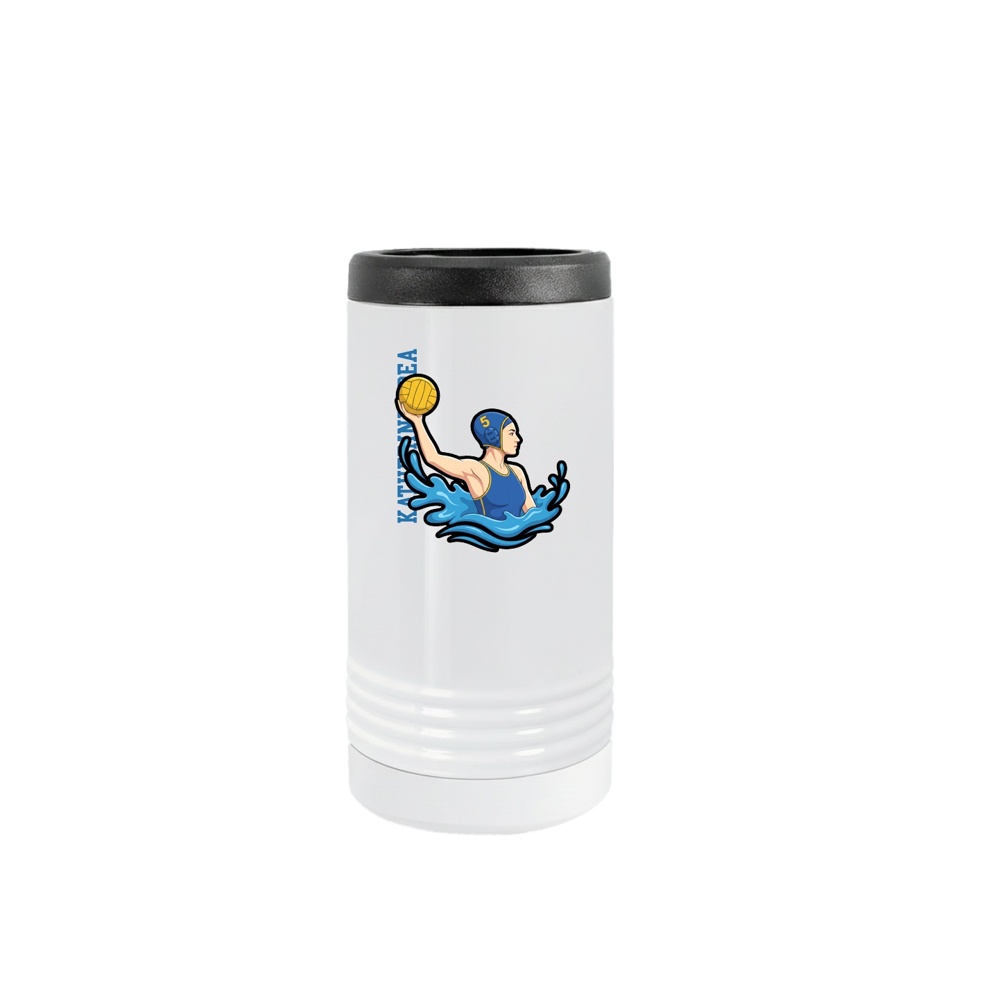 Slim Beverage Holder — Name Vertical in White