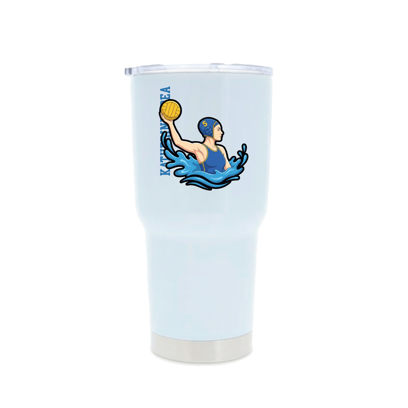 30oz Stainless Steel Tumbler — Name Vertical in White