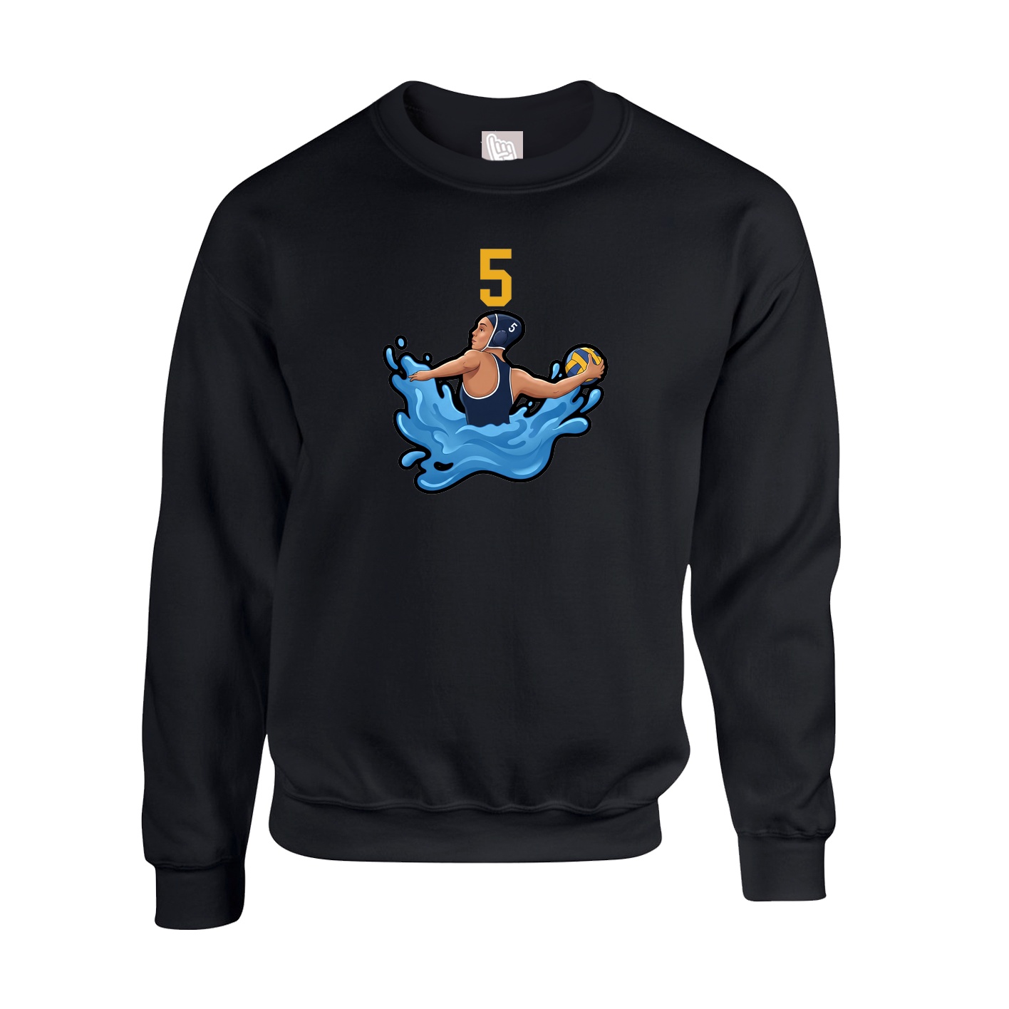 Fleece Crew — Number Top in Black