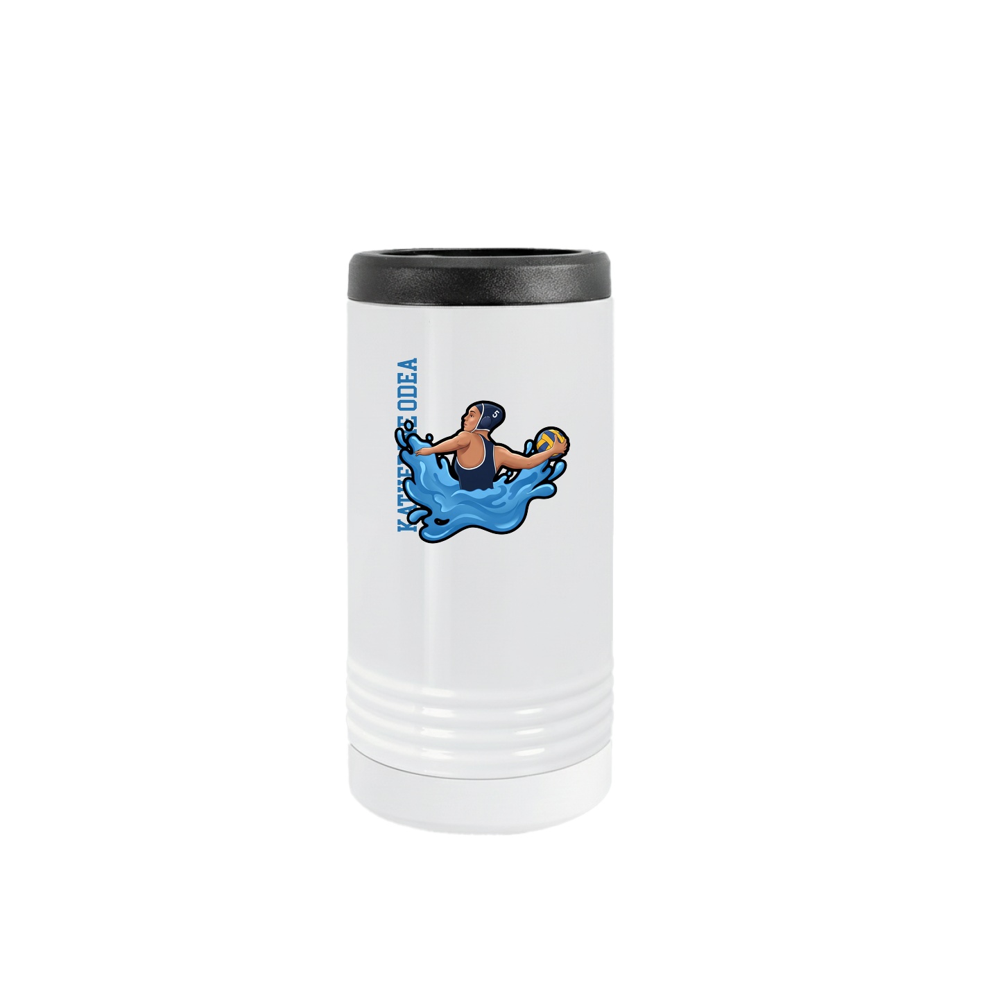 Slim Beverage Holder — Name Vertical in White