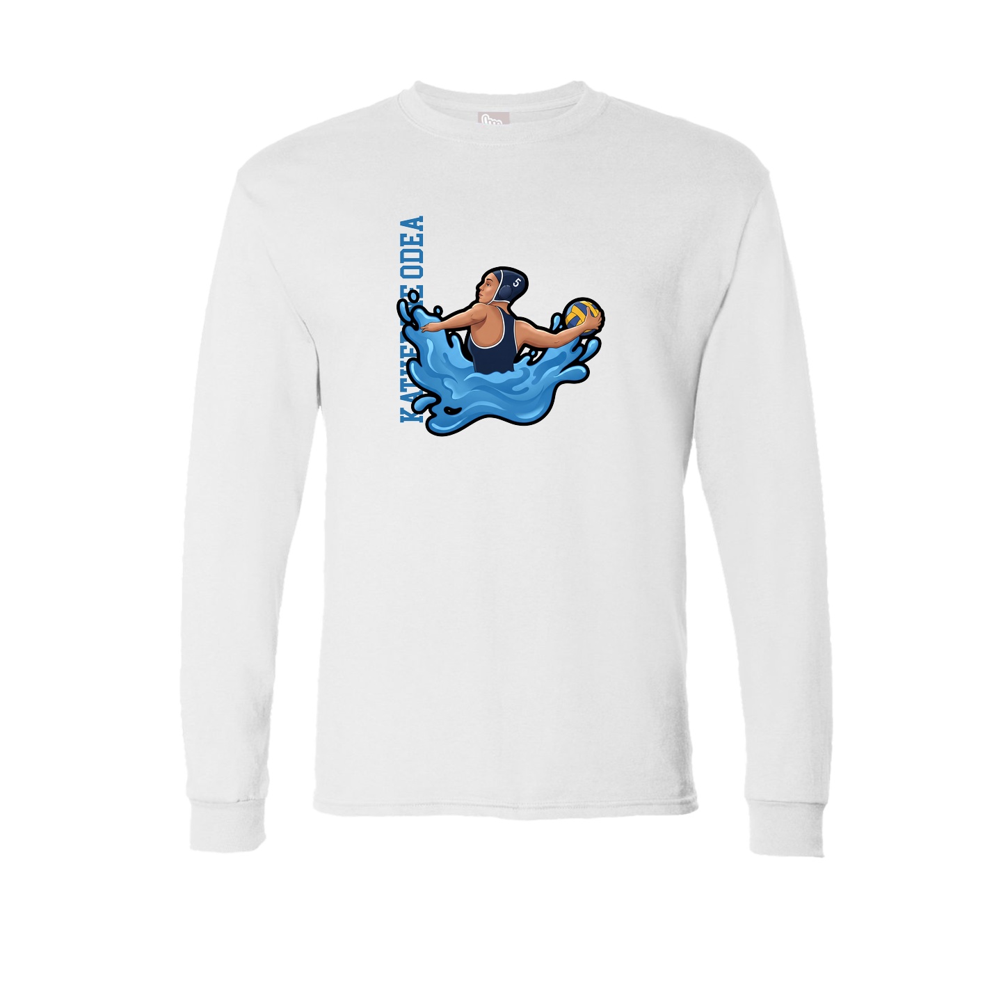 Long Sleeve Tee — Name Vertical in White