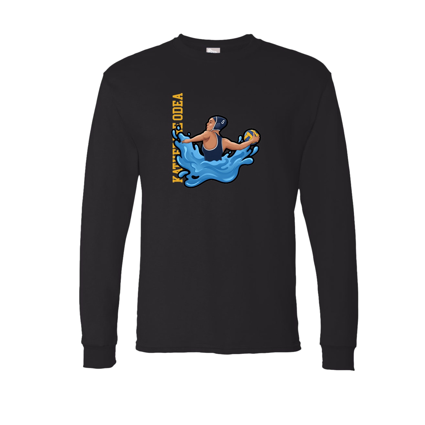 Long Sleeve Tee — Name Vertical in Black