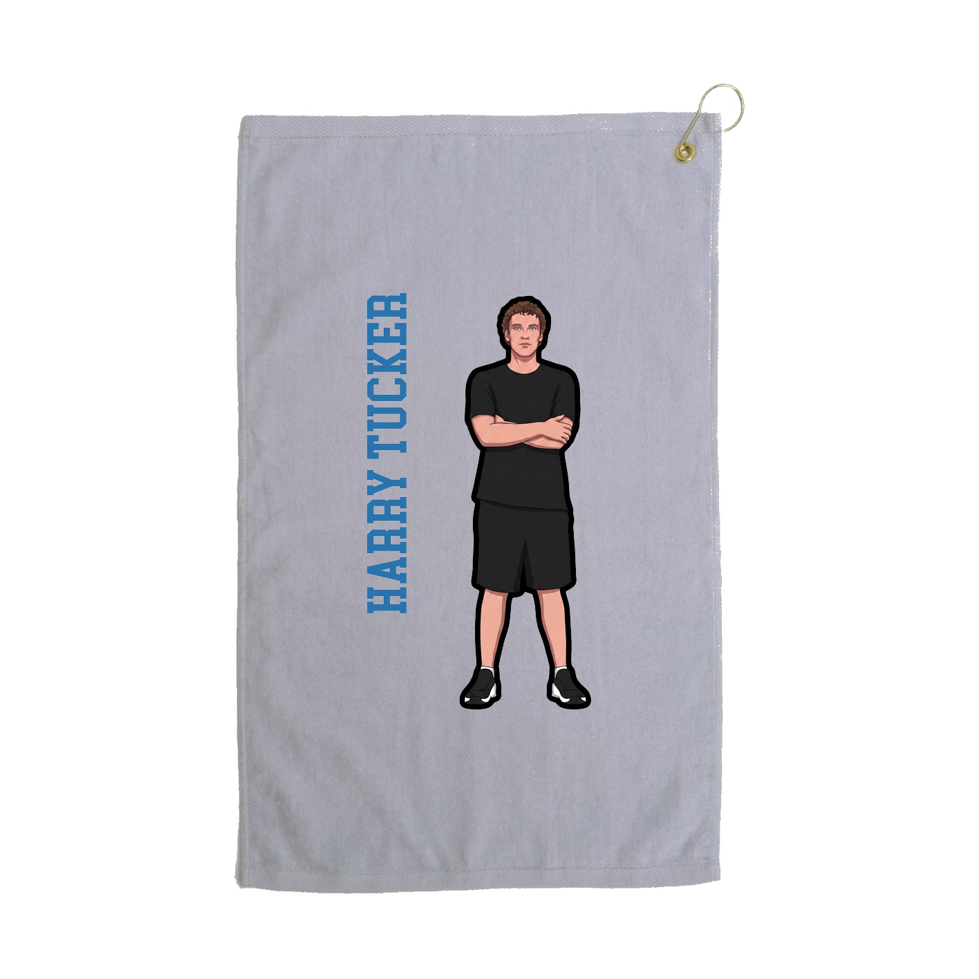 Golf Towel — Name Vertical in Grey