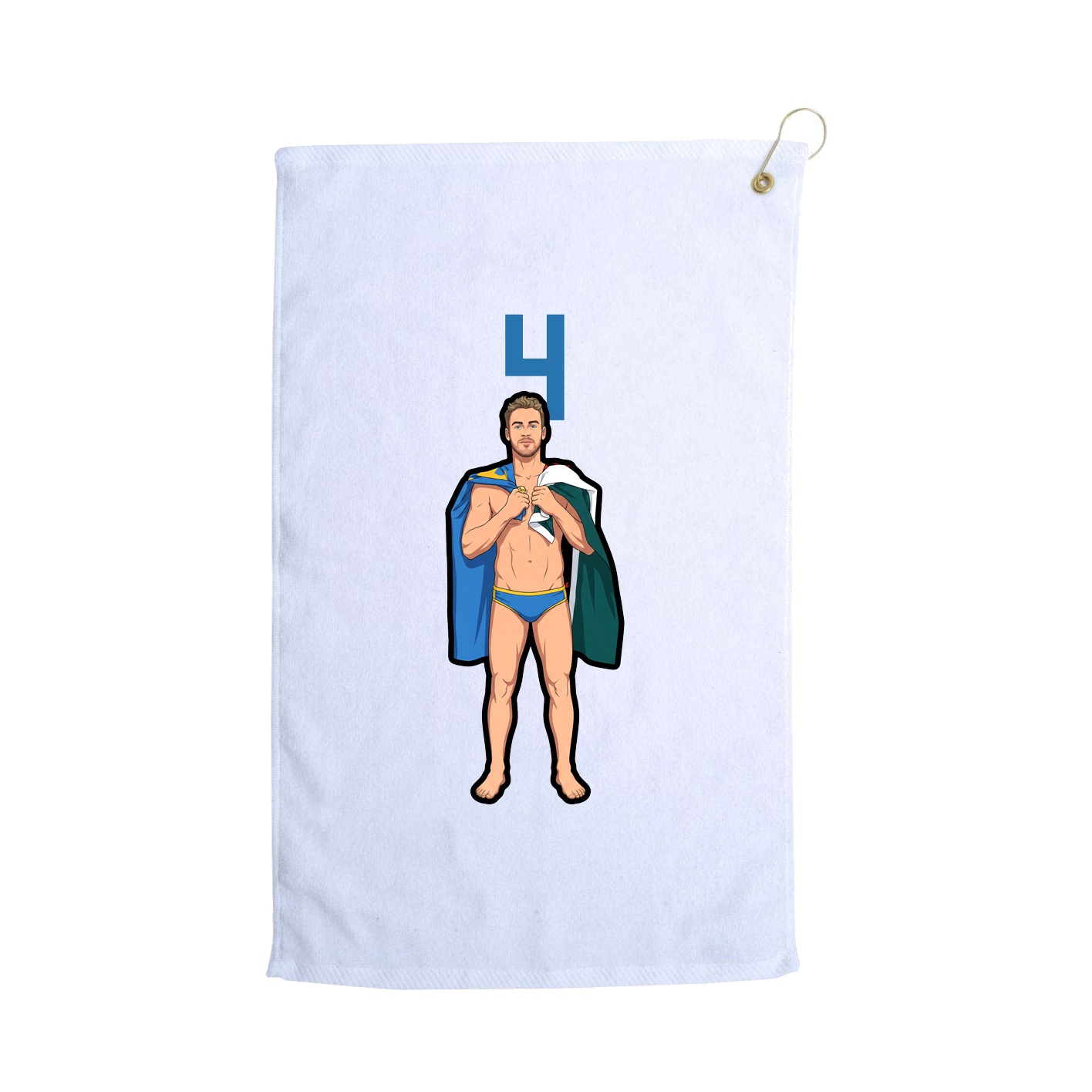Golf Towel — Number Top in White