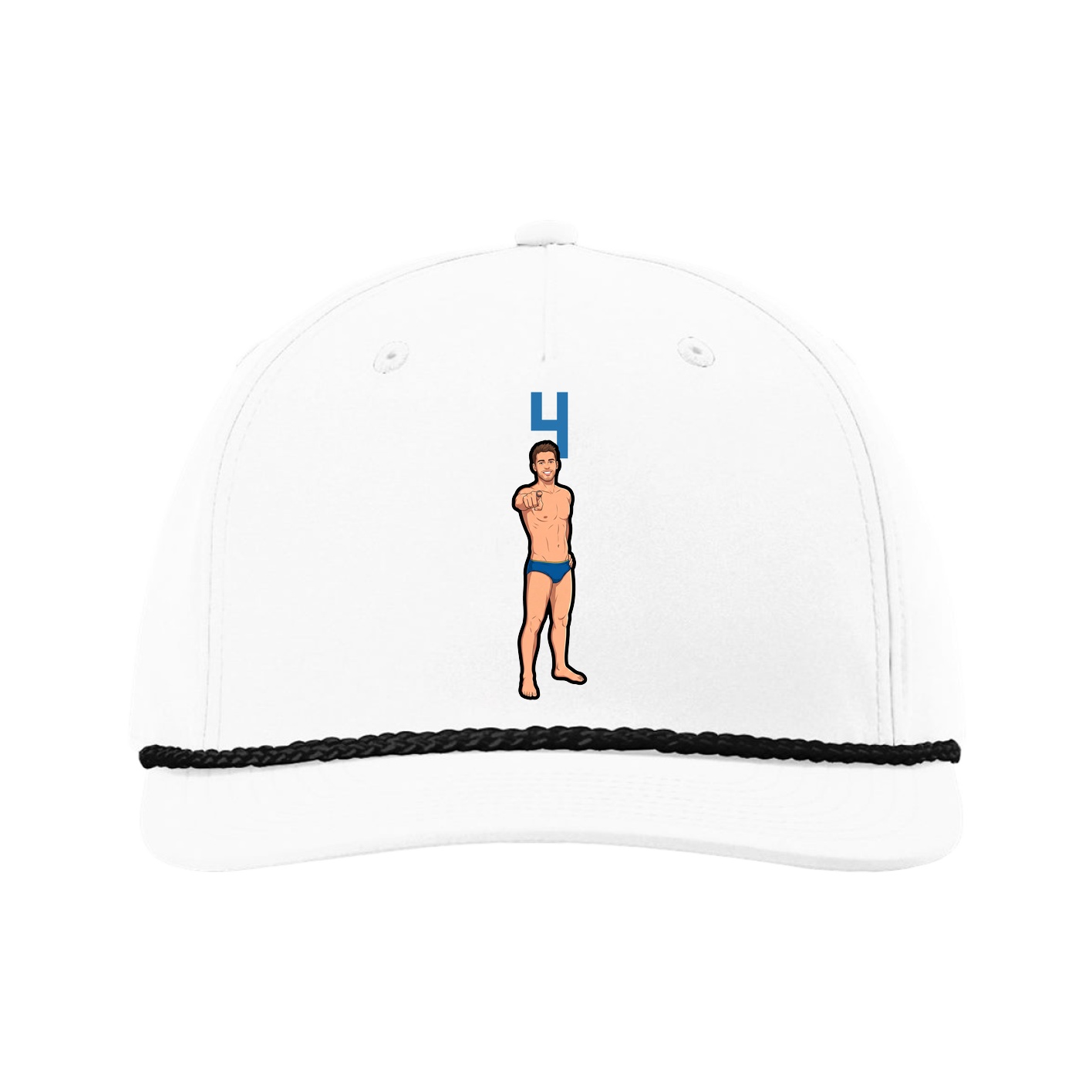 Five-Panel Classic Rope Cap — Number Top in White