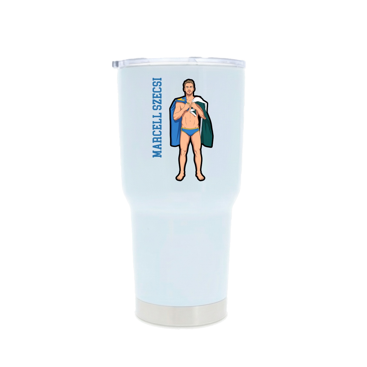 30oz Stainless Steel Tumbler — Name Vertical in White