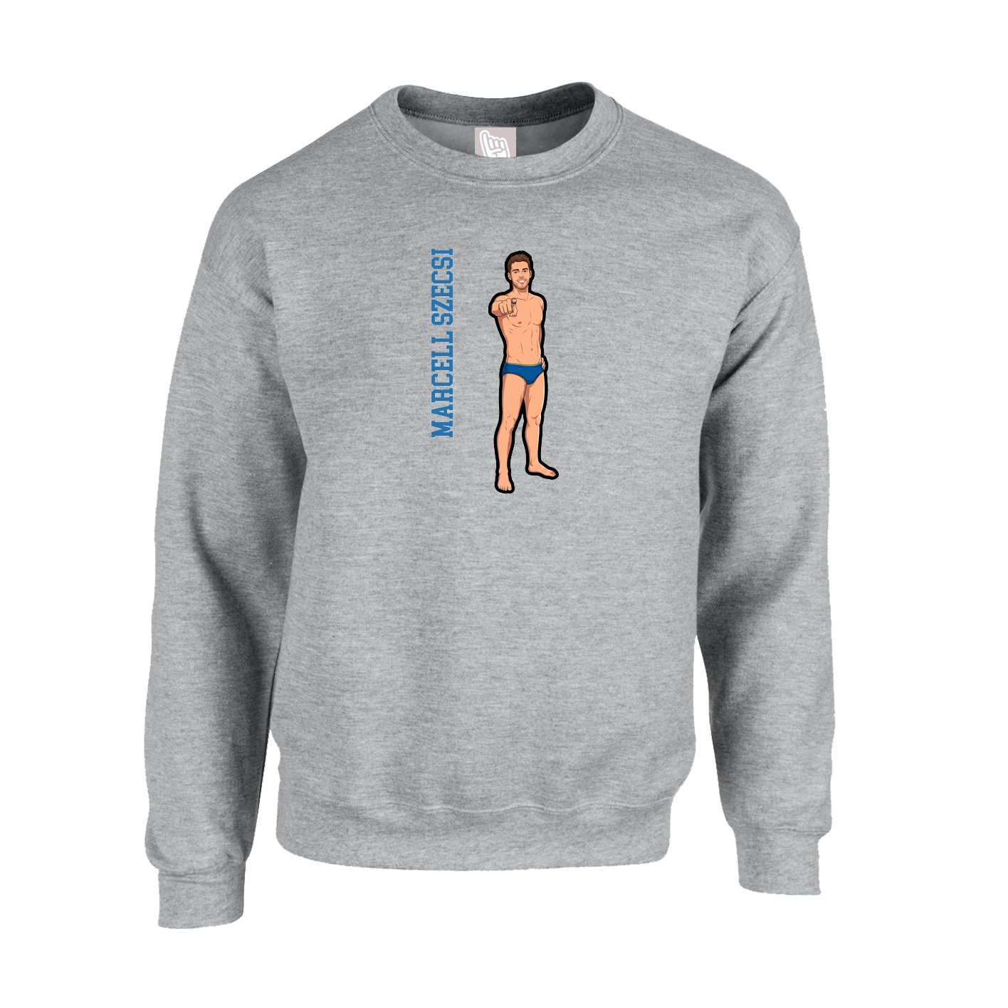 Fleece Crew — Name Vertical in Grey