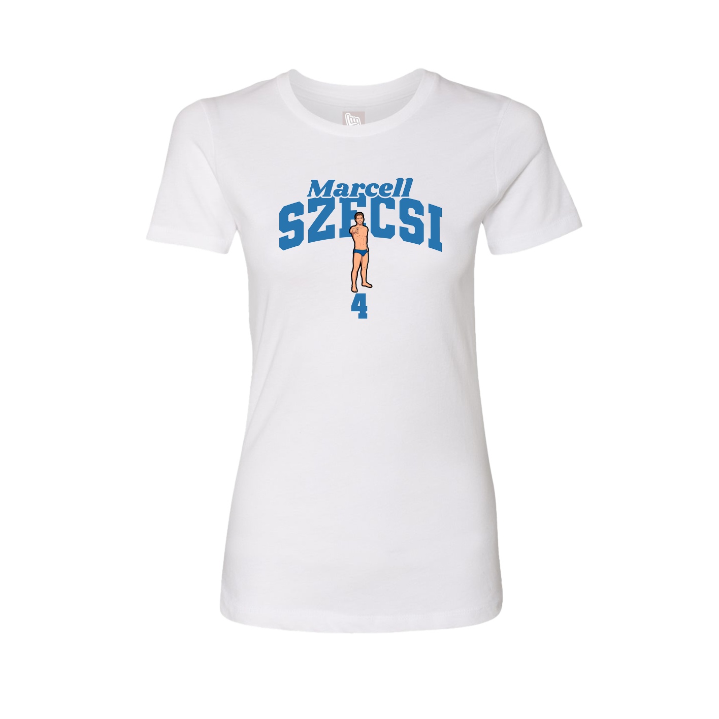 Fitted Women's Tee — Signature Arch in White
