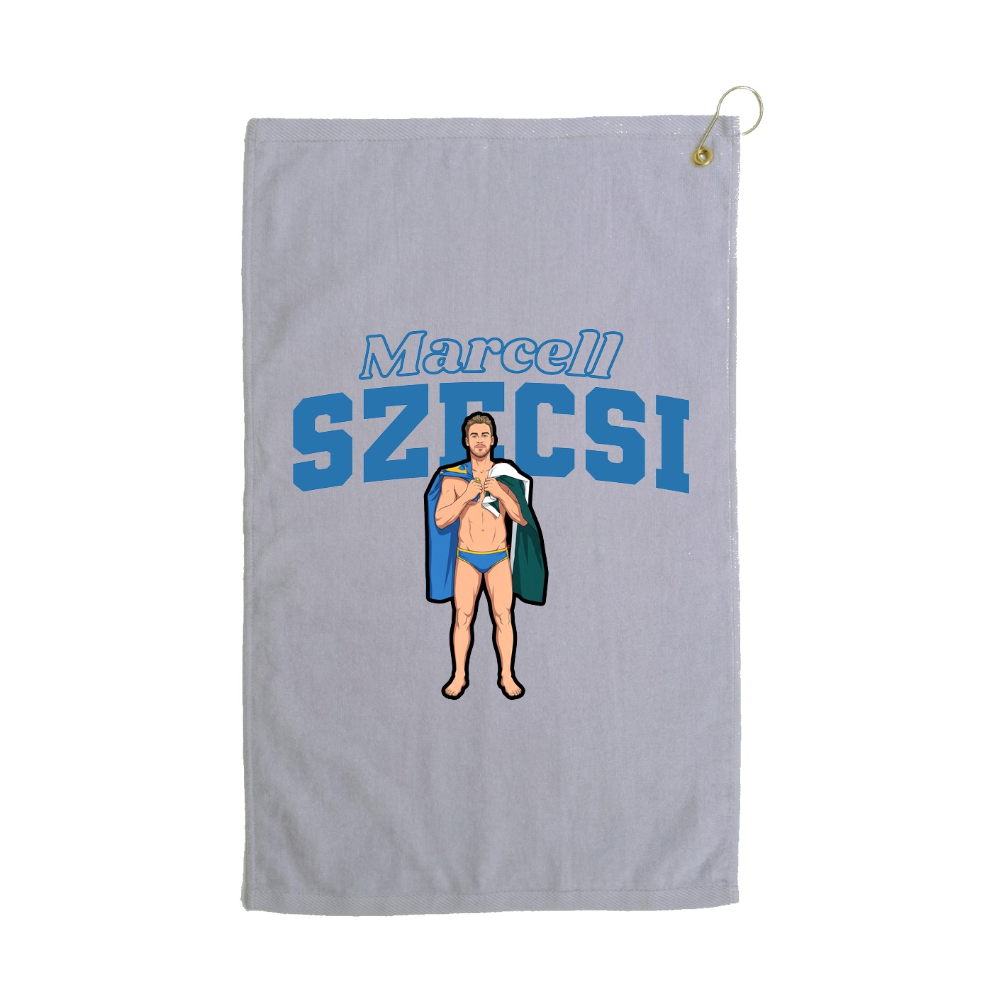 Golf Towel — Name Arch in Grey