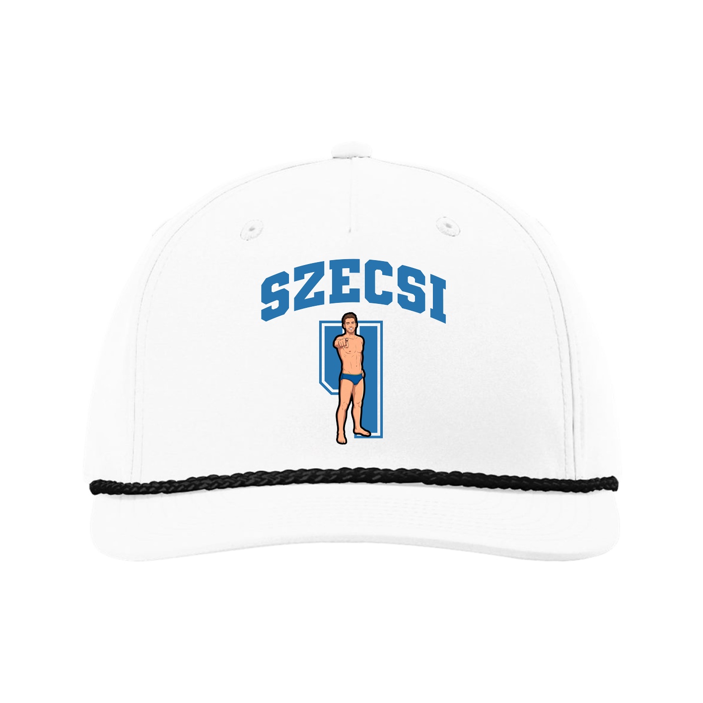 Five-Panel Classic Rope Cap — Number in White
