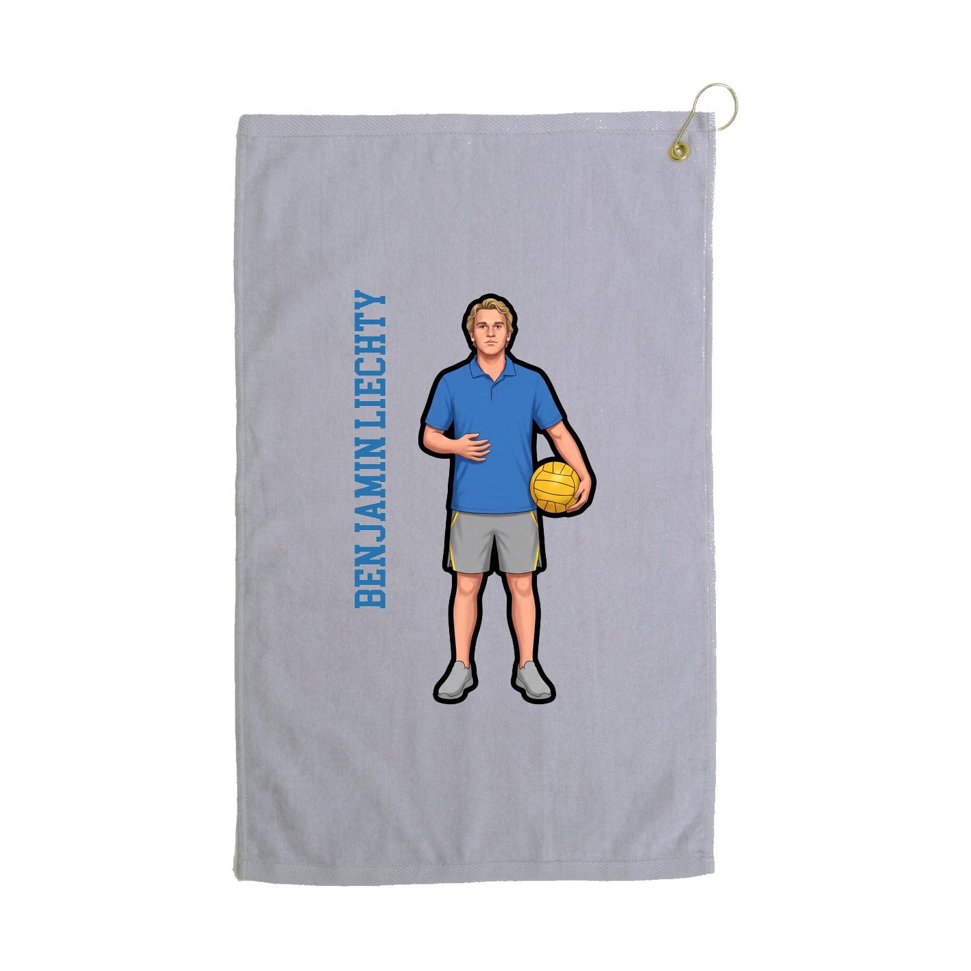 Golf Towel — Name Vertical in Grey