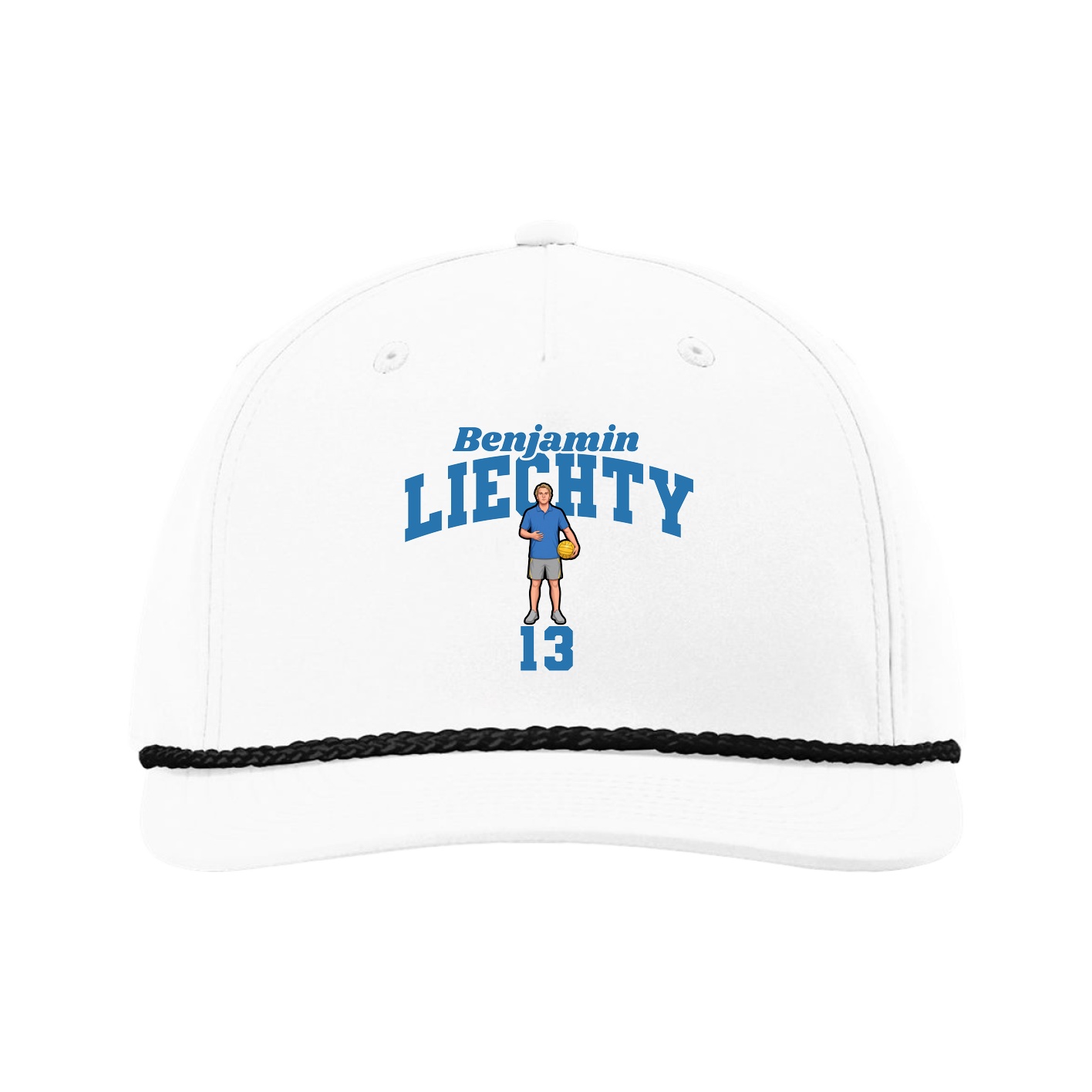 Five-Panel Classic Rope Cap — Signature Arch in White