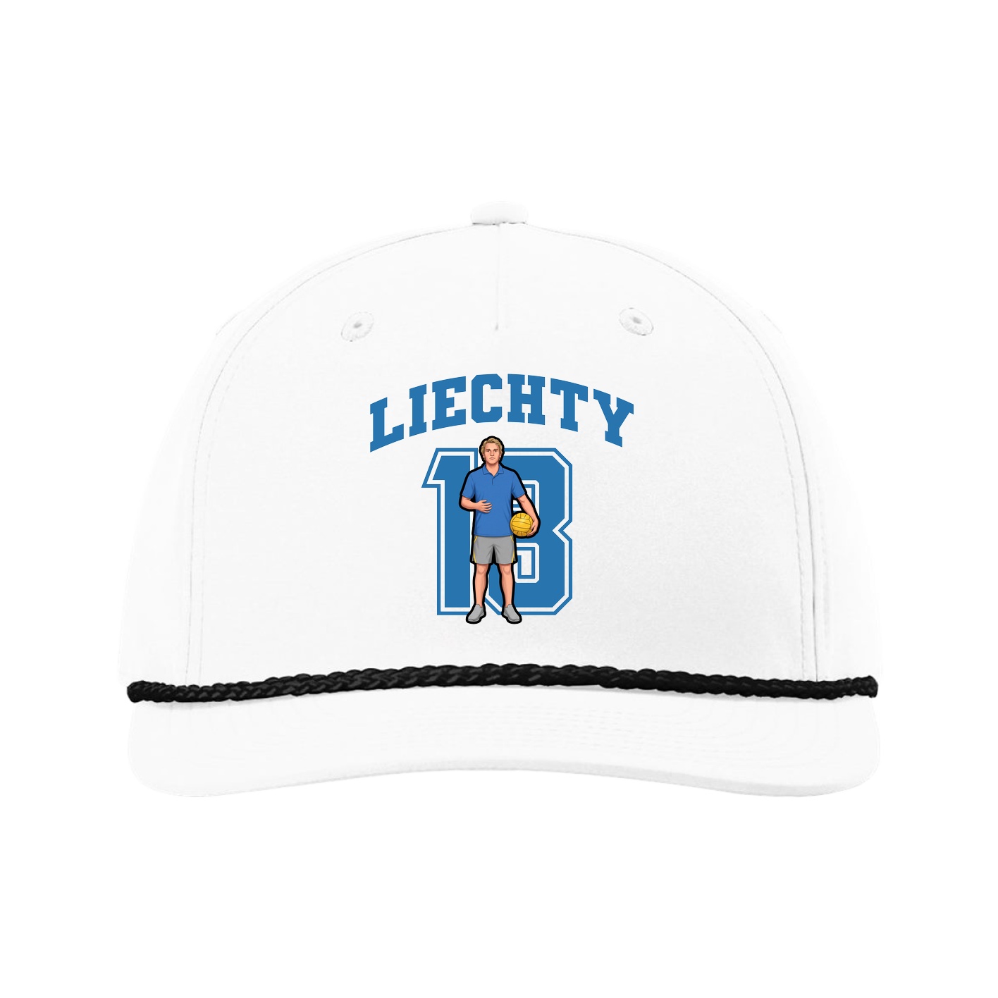 Five-Panel Classic Rope Cap — Number in White