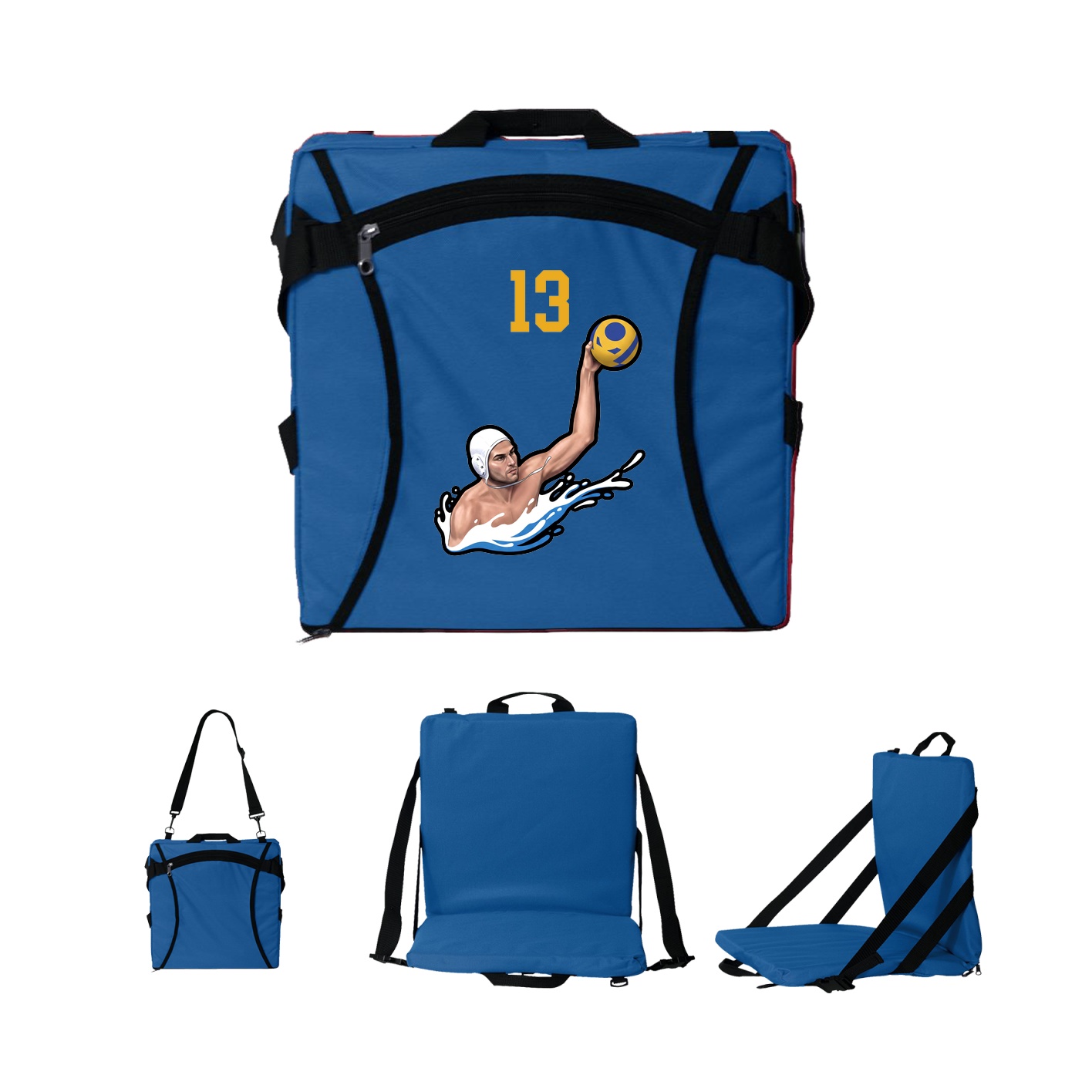 Folding Stadium Seat — Number Top in Royal