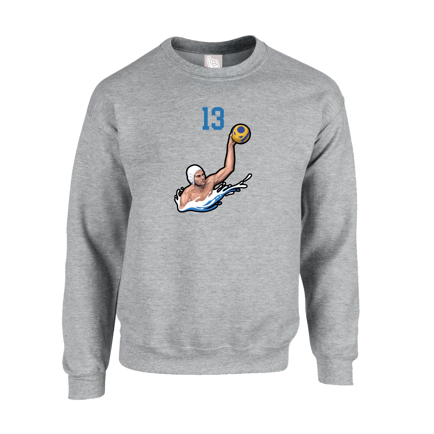 Fleece Crew — Number Top in Grey