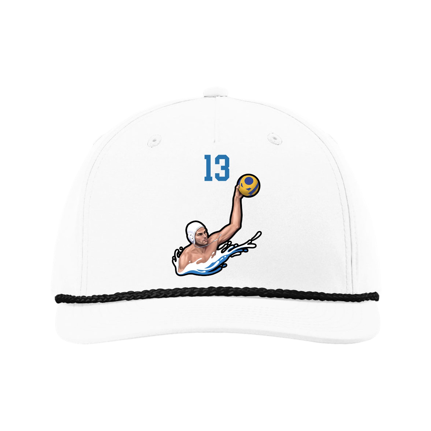 Five-Panel Classic Rope Cap — Number Top in White