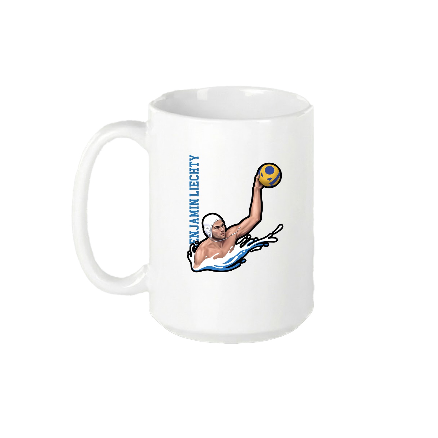15oz Coffee Mug — Name Vertical in White