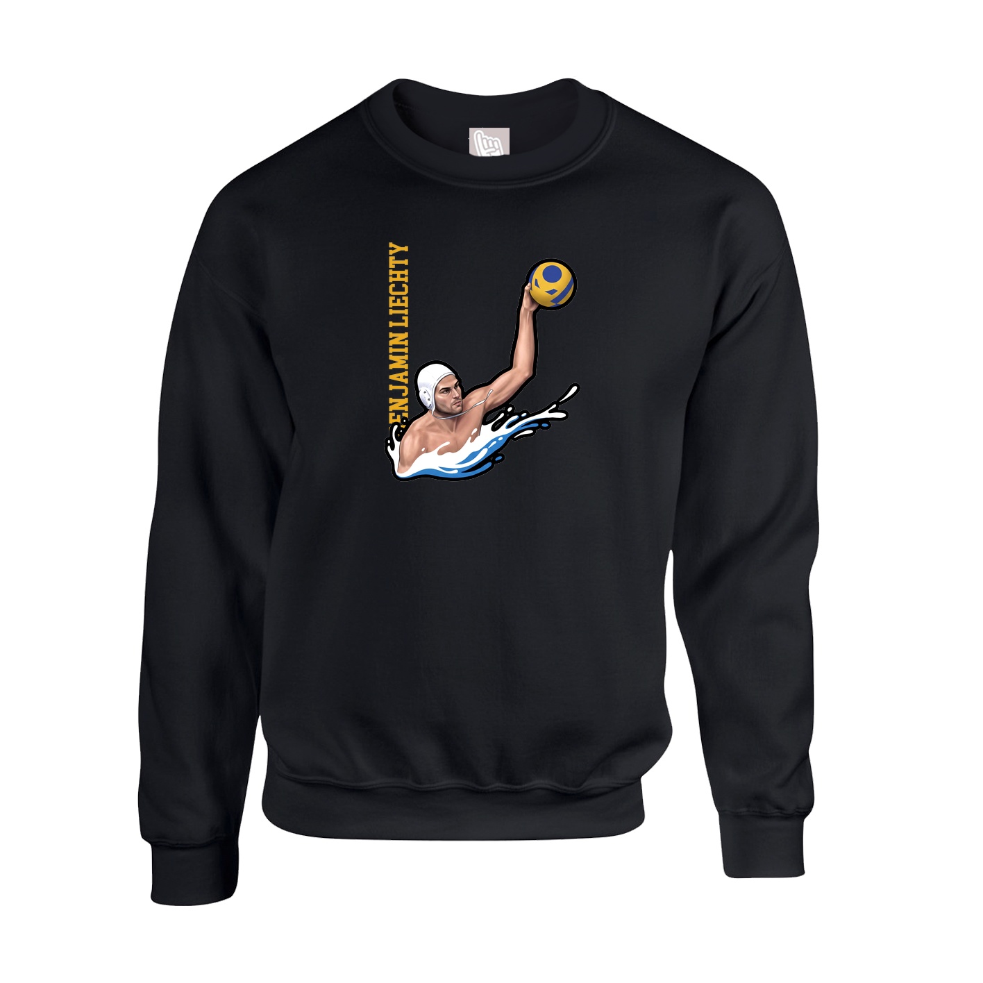 Fleece Crew — Name Vertical in Black