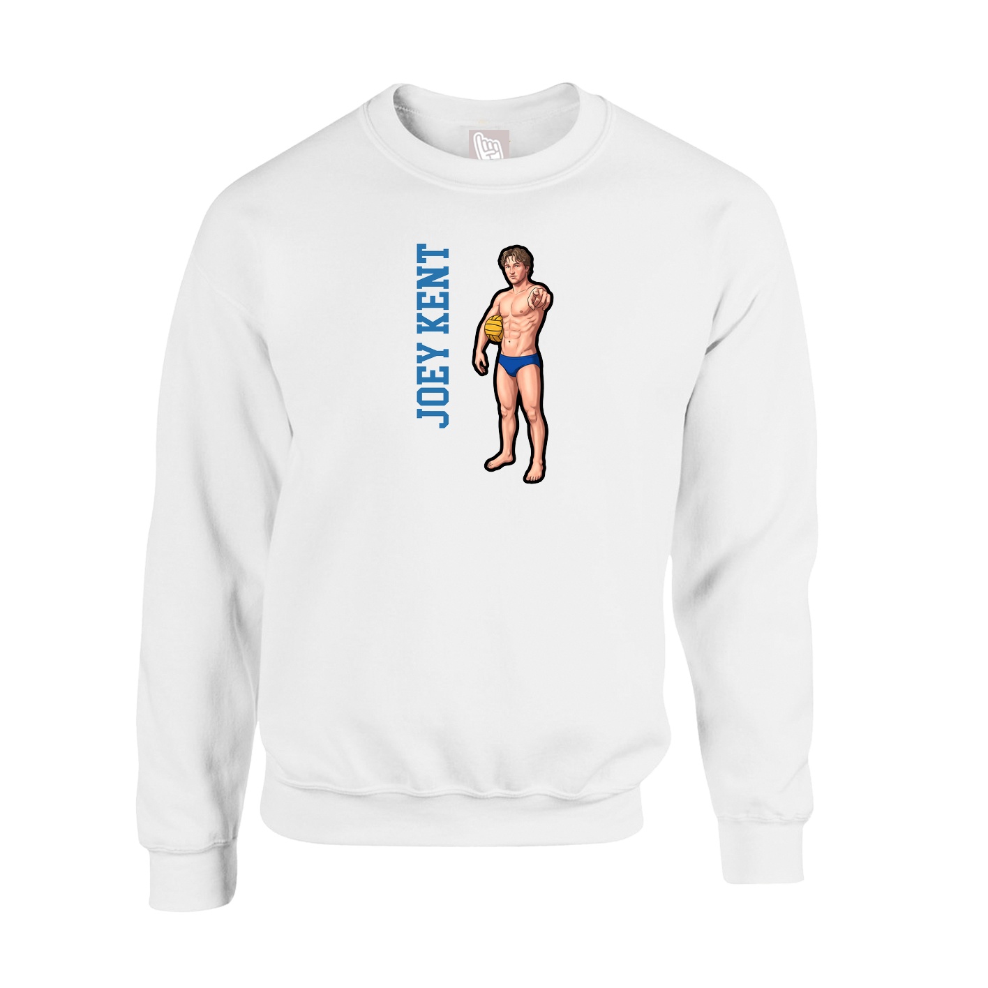 Fleece Crew — Name Vertical in White