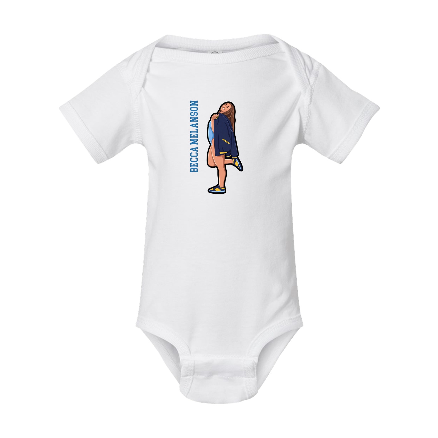 Baby Onesie — Name Vertical in White