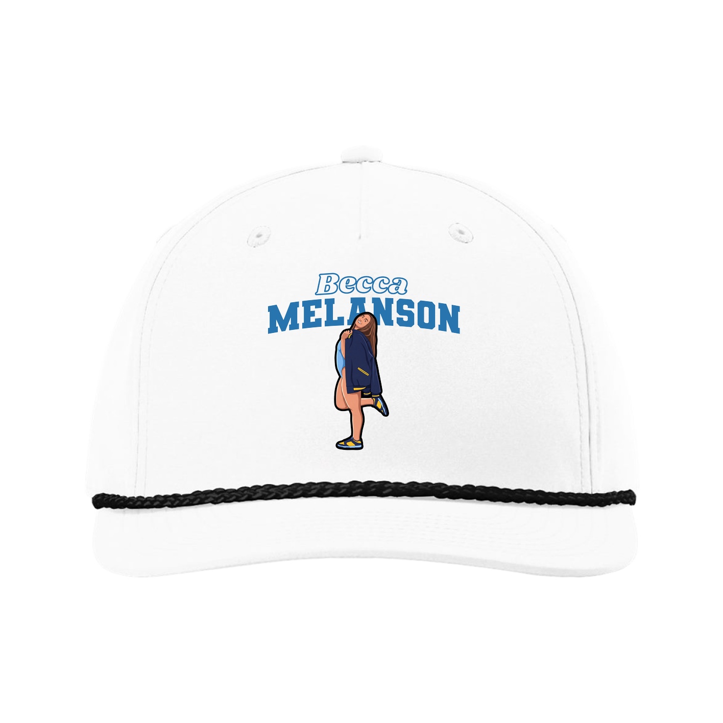 Five-Panel Classic Rope Cap — Name Arch in White