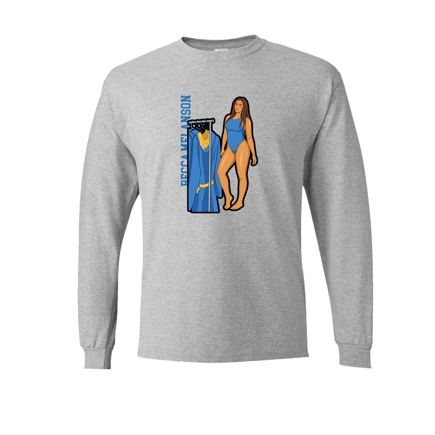 Long Sleeve Tee — Name Vertical in Grey