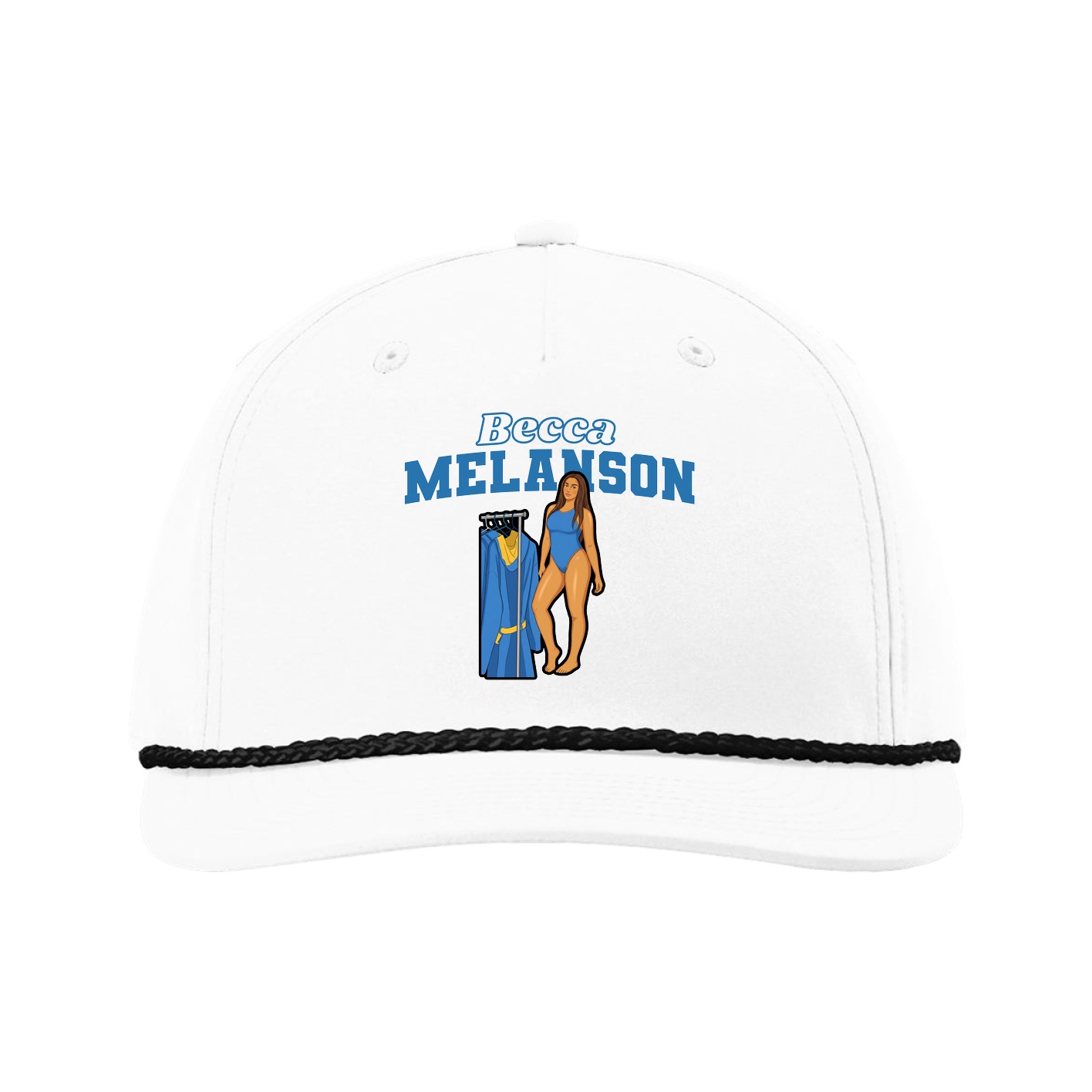 Five-Panel Classic Rope Cap — Name Arch in White