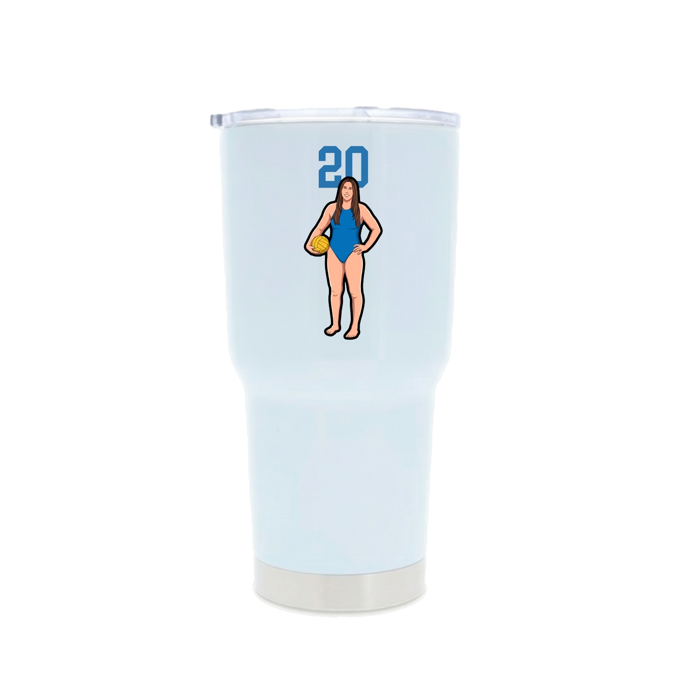 30oz Stainless Steel Tumbler — Number Top in White