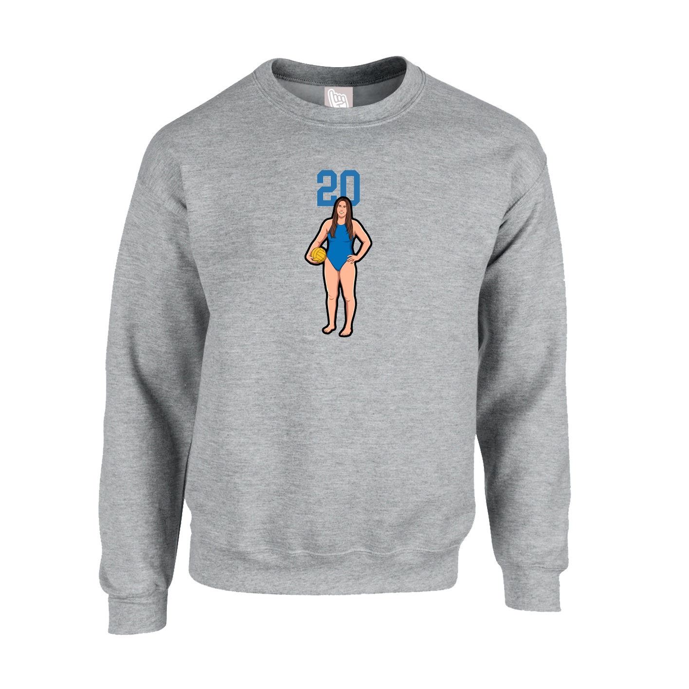 Fleece Crew — Number Top in Grey