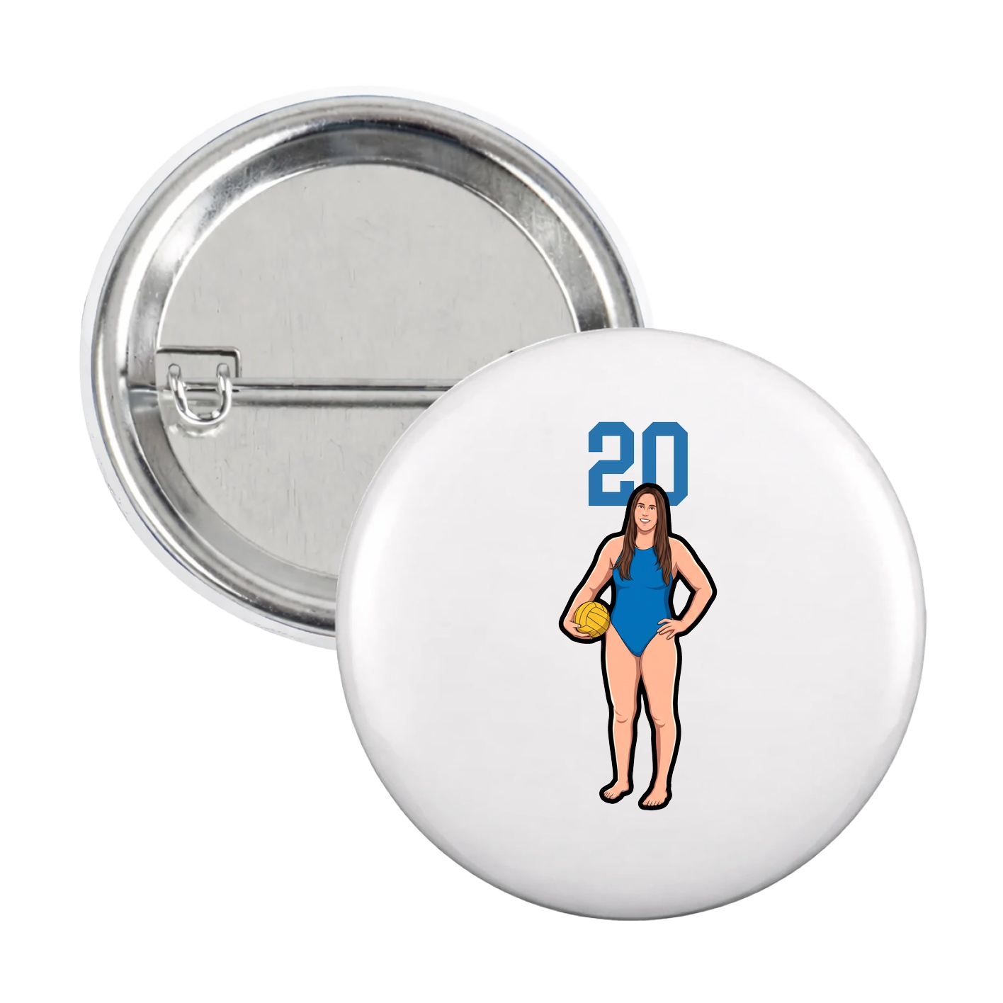 Game Day Button — Number Top in White