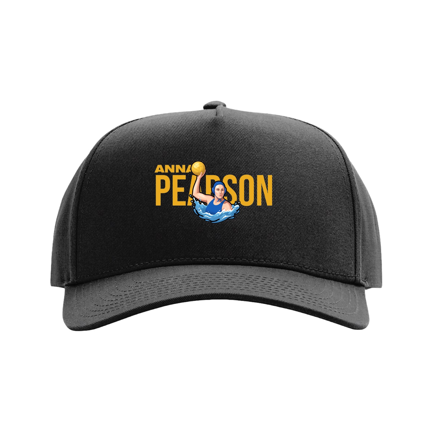 Full Fabric Five-Panel Champ Cap — Player Name in Black