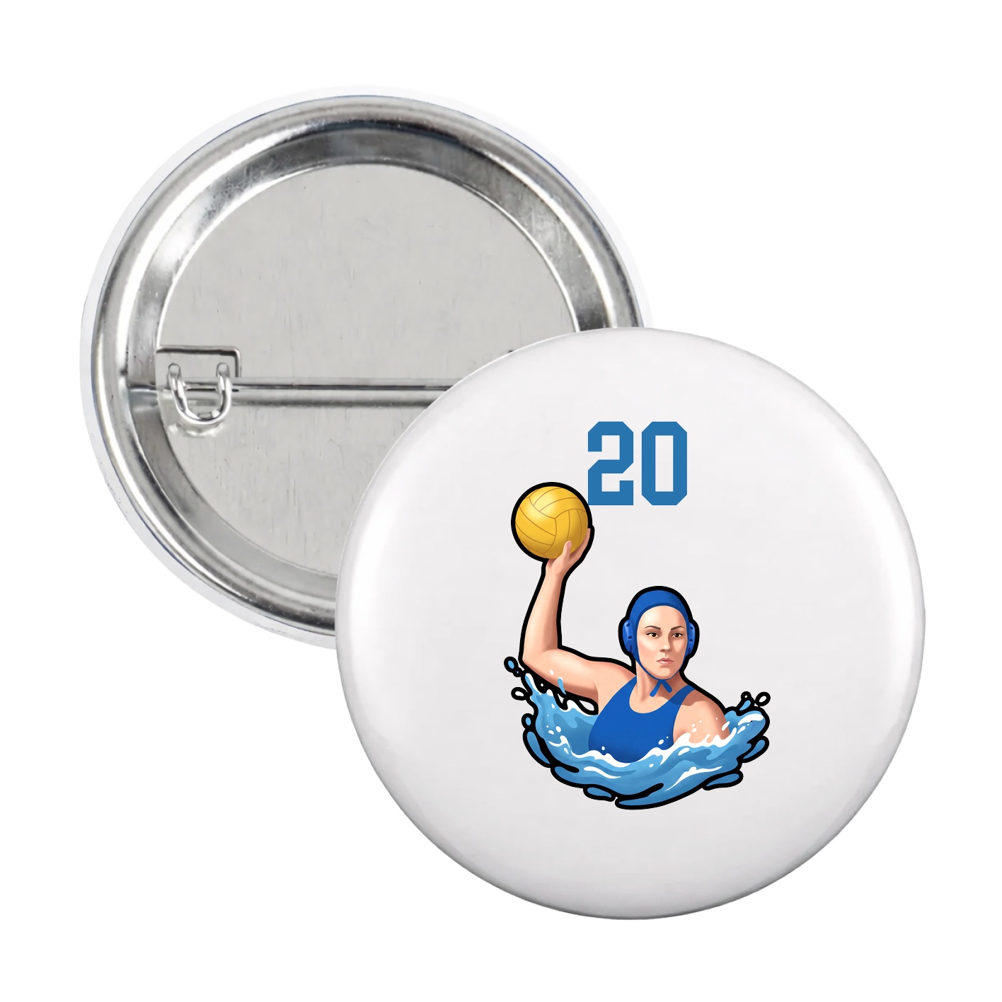 Game Day Button — Number Top in White