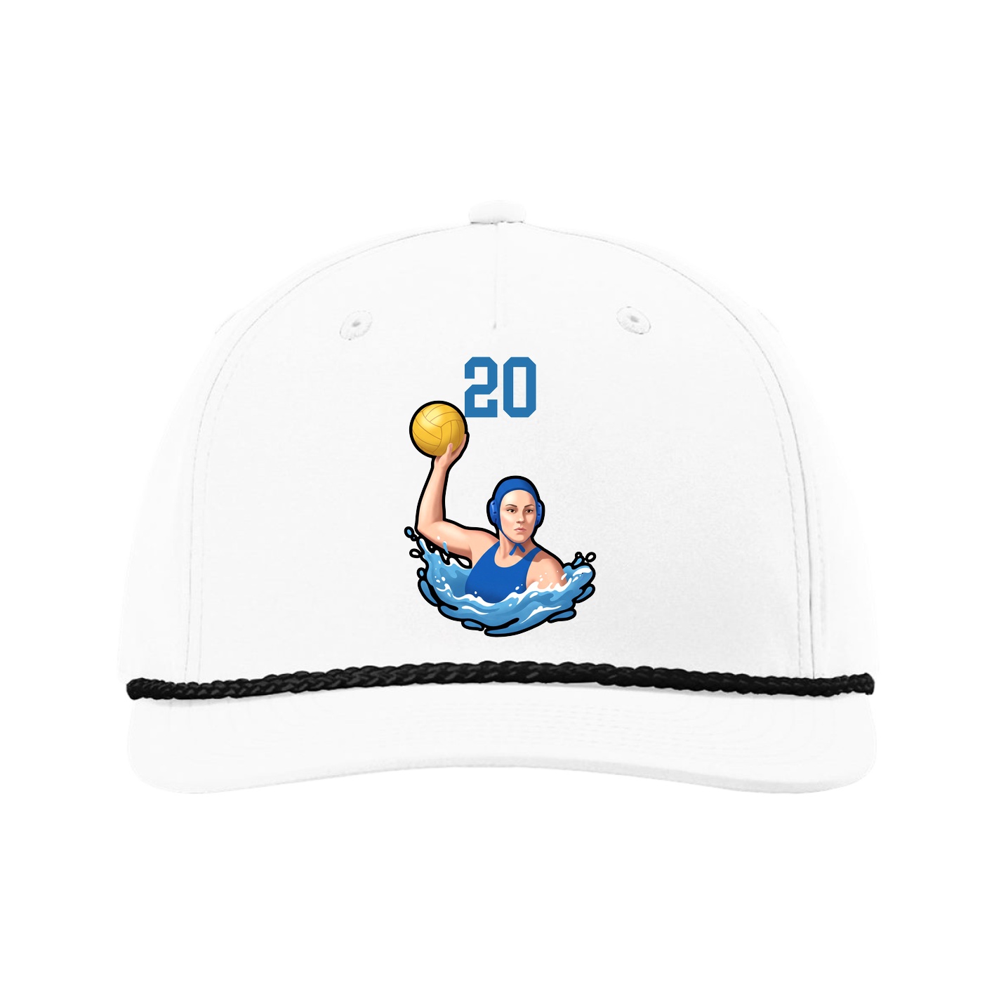 Five-Panel Classic Rope Cap — Number Top in White