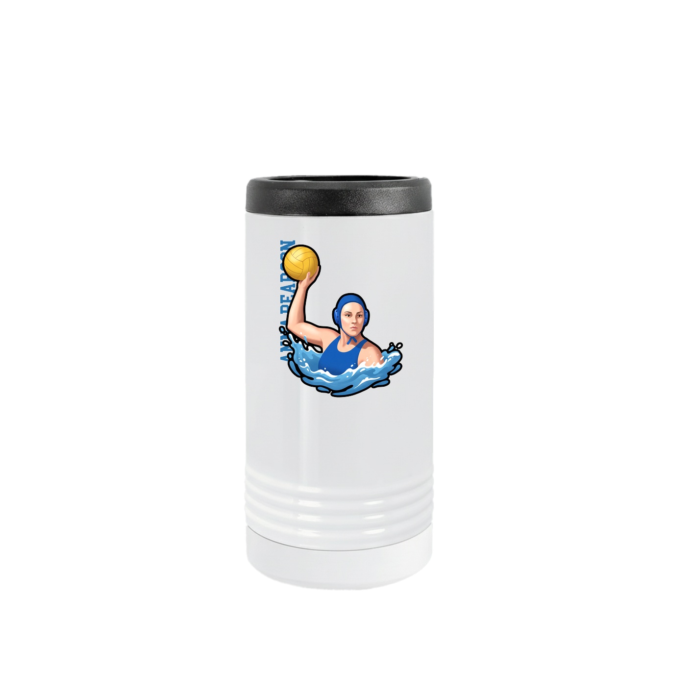 Slim Beverage Holder — Name Vertical in White