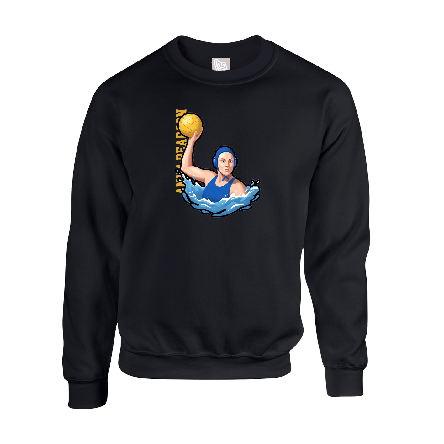 Fleece Crew — Name Vertical in Black
