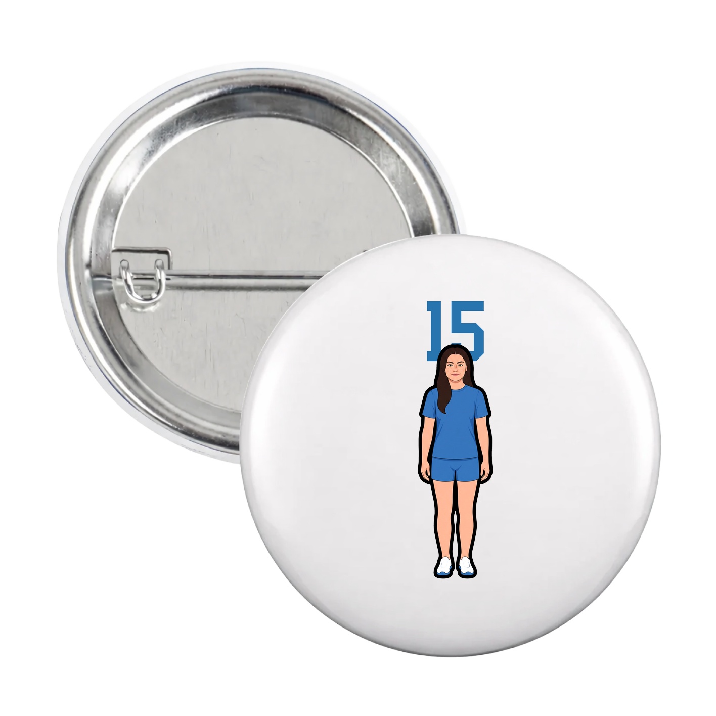 Game Day Button — Number Top in White