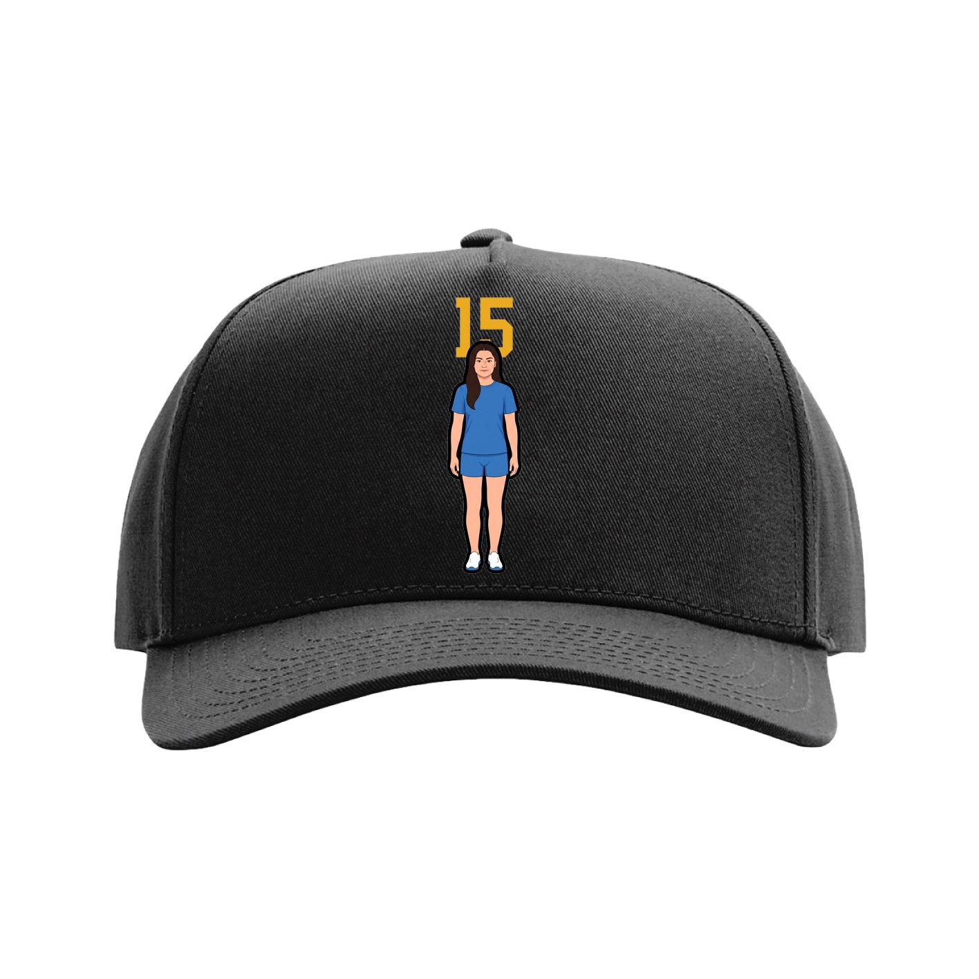 Full Fabric Five-Panel Champ Cap — Number Top in Black