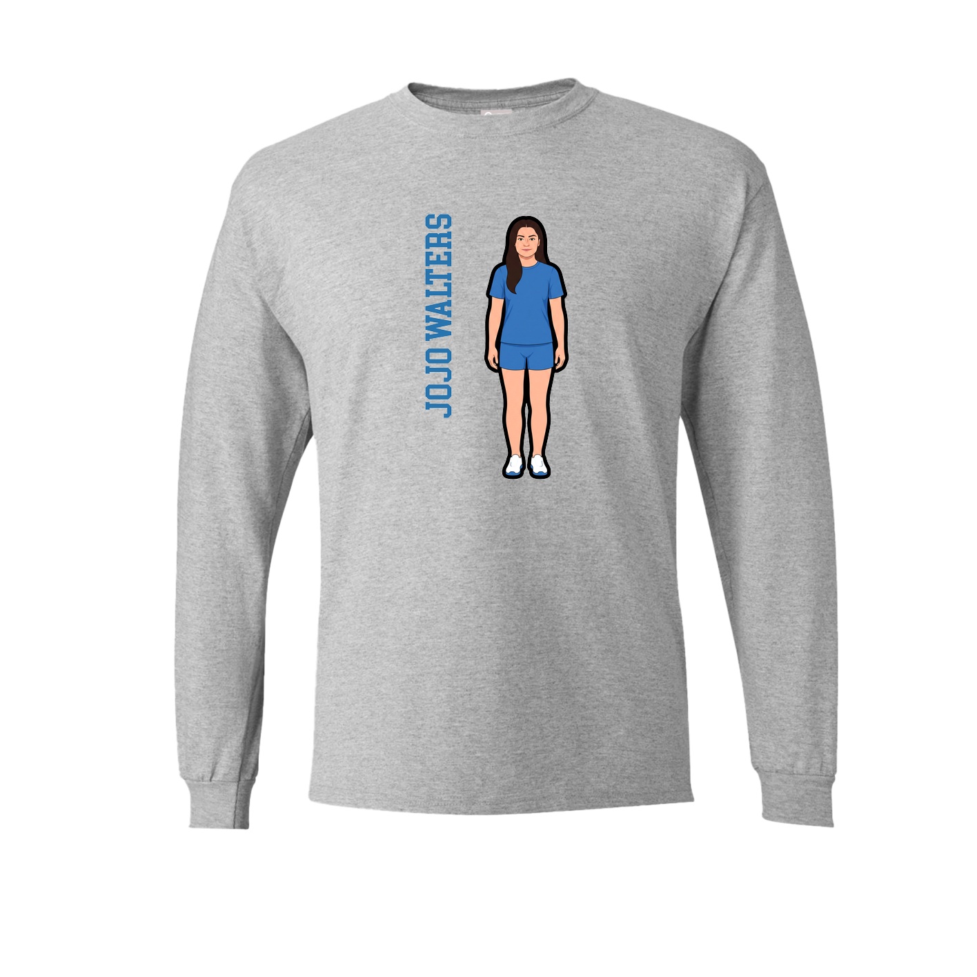 Long Sleeve Tee — Name Vertical in Grey