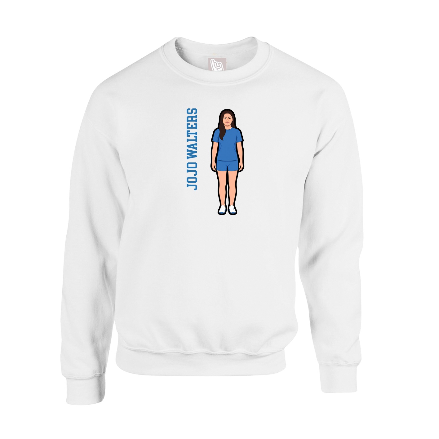 Fleece Crew — Name Vertical in White