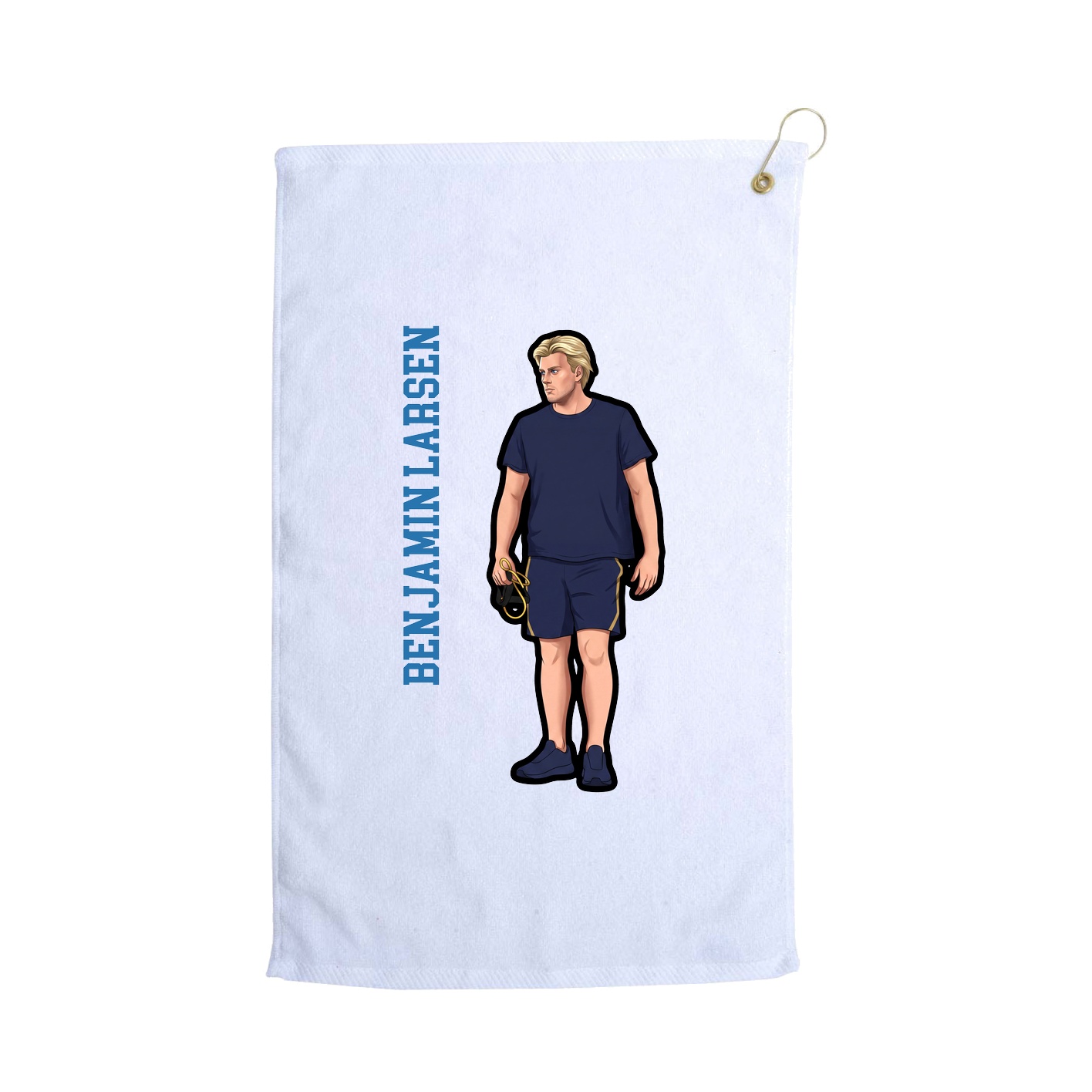Golf Towel — Name Vertical in White