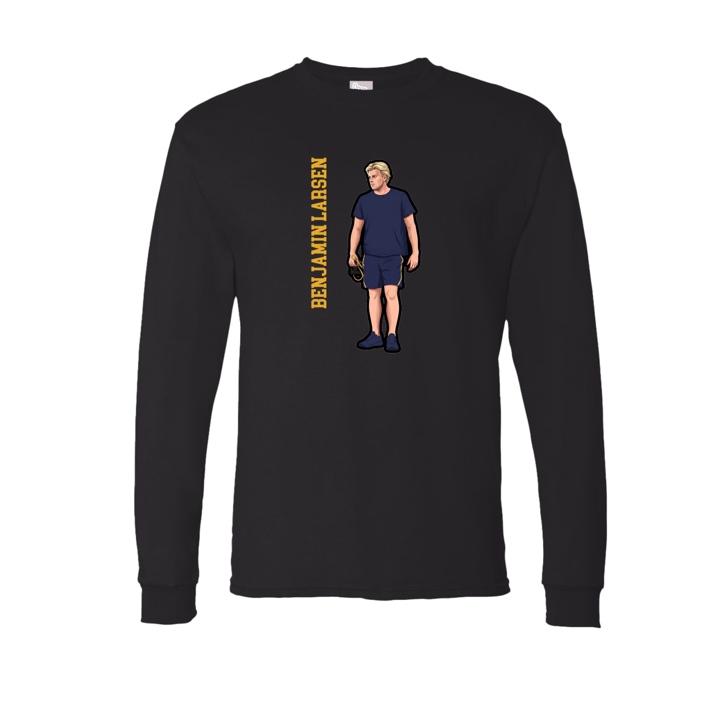 Long Sleeve Tee — Name Vertical in Black