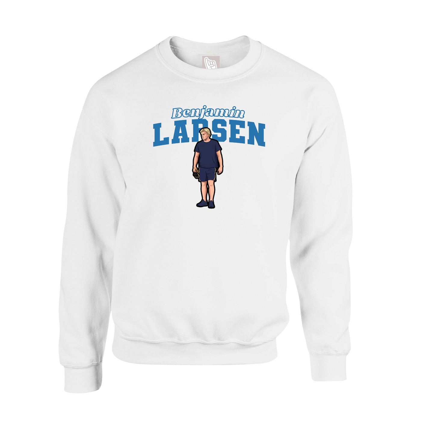Fleece Crew — Name Arch in White