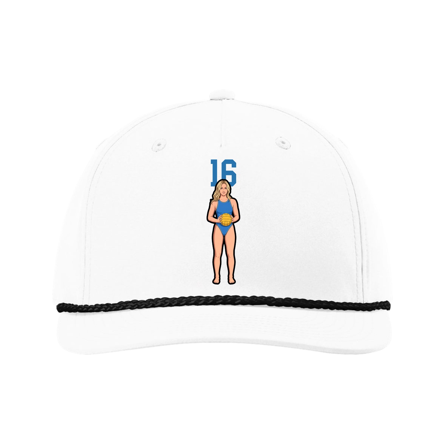Five-Panel Classic Rope Cap — Number Top in White