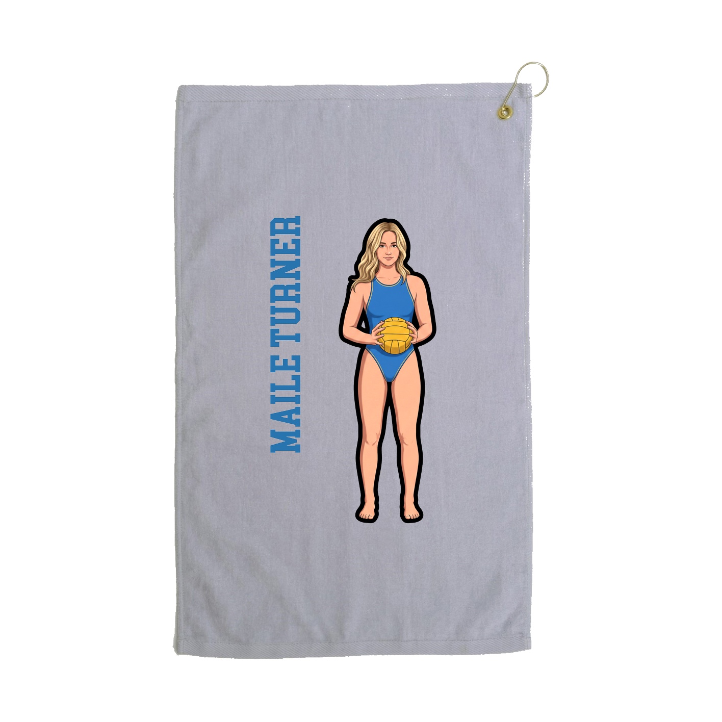 Golf Towel — Name Vertical in Grey