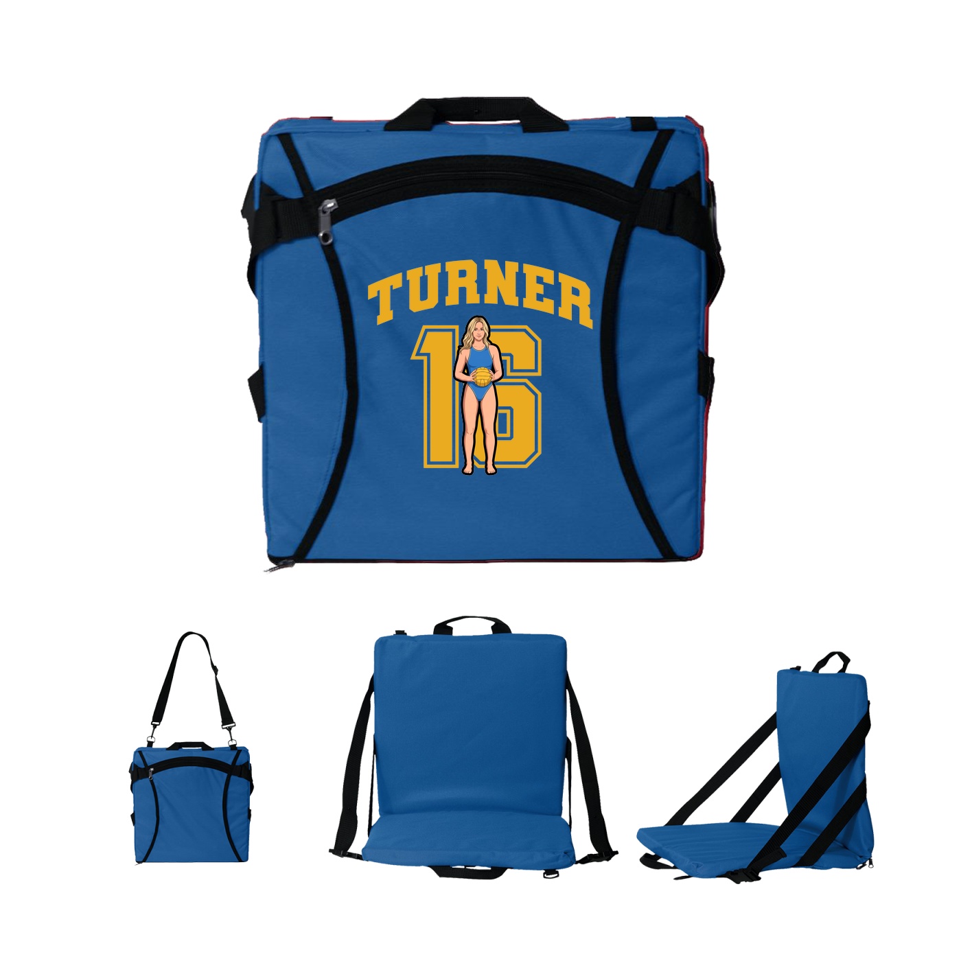 Folding Stadium Seat — Number in Royal