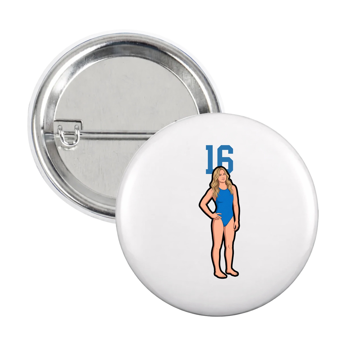 Game Day Button — Number Top in White